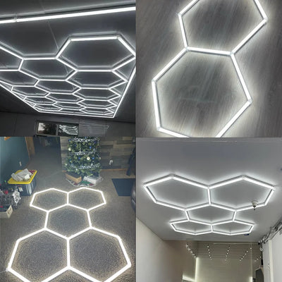 Honeycomb Ceiling Lights Hexagon Garage Light AC85-265V Led Tube for Barbershop Auto Car Body Repair Led Workshop Studio