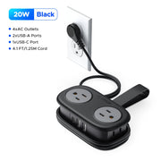 US Plug Electrical Power Strip 4 AC Outlets 2 USB 1 Type C Socket Extension Cord Fast Charging Network Filter for Travel