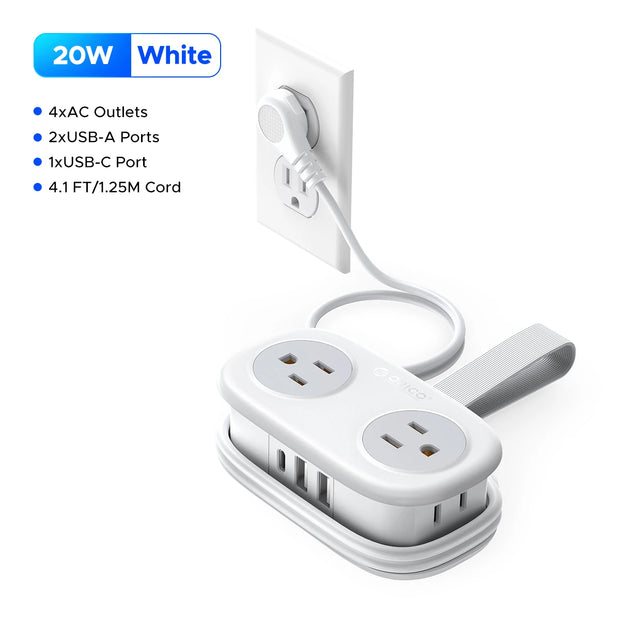 US Plug Electrical Power Strip 4 AC Outlets 2 USB 1 Type C Socket Extension Cord Fast Charging Network Filter for Travel