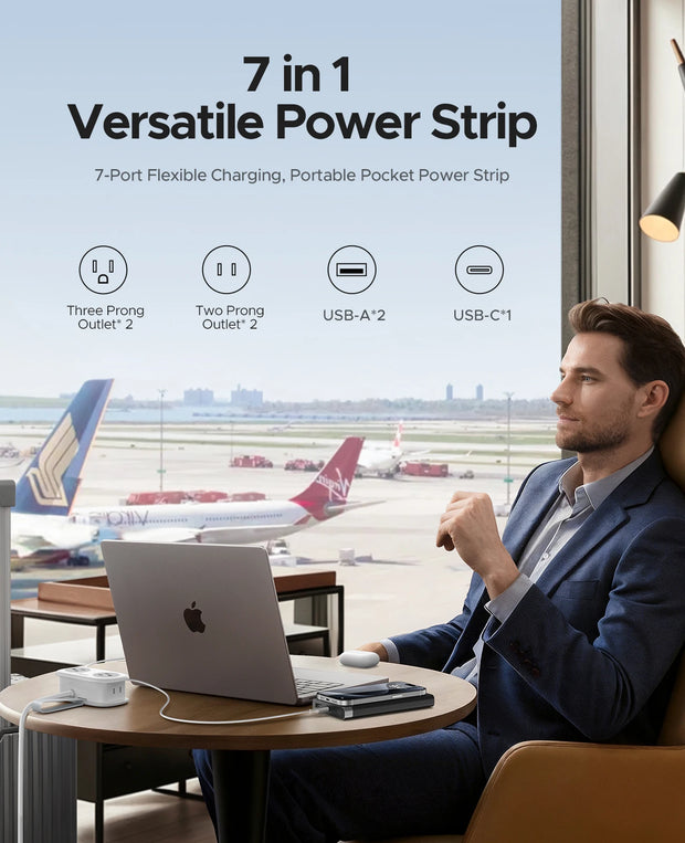 US Plug Electrical Power Strip 4 AC Outlets 2 USB 1 Type C Socket Extension Cord Fast Charging Network Filter for Travel