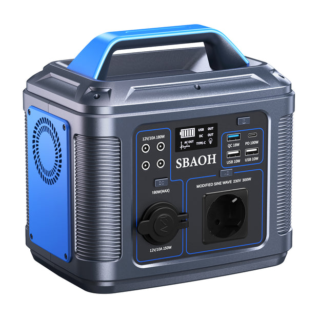 SBAOH Portable Power Station 300W,solar Power Generator 296Wh 80000mAh