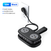 US Plug Electrical Power Strip 4 AC Outlets 2 USB 1 Type C Socket Extension Cord Fast Charging Network Filter for Travel