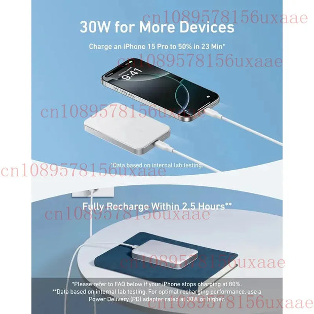 FOR Anker Qi2 Power Bank Ultra Slim 10000Mah Maggo Magnetic Battery 15W Magsafe Portable Charger for Iphone 13 14 15 16 Pro Max