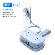 US Plug Electrical Power Strip 4 AC Outlets 2 USB 1 Type C Socket Extension Cord Fast Charging Network Filter for Travel