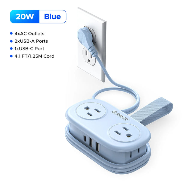 US Plug Electrical Power Strip 4 AC Outlets 2 USB 1 Type C Socket Extension Cord Fast Charging Network Filter for Travel
